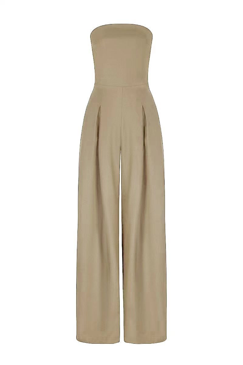 Loose Tube-top, Jumpsuit Ins Backless Wide Leg Overalls